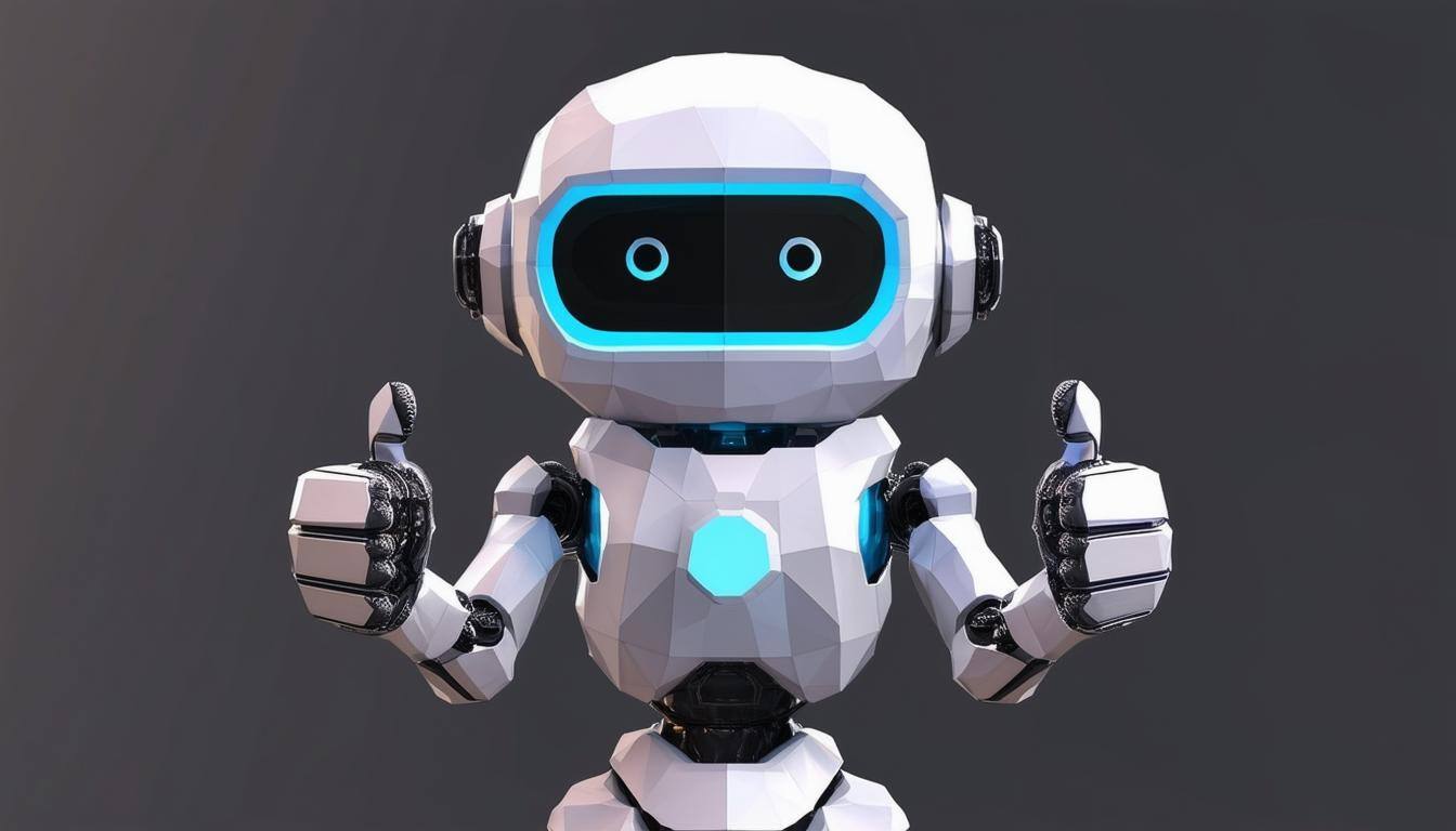 Cute robot looking at you with thumbsup